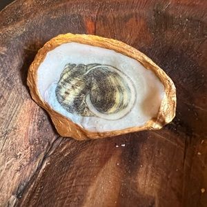 Hand-painted decoupage oyster shell